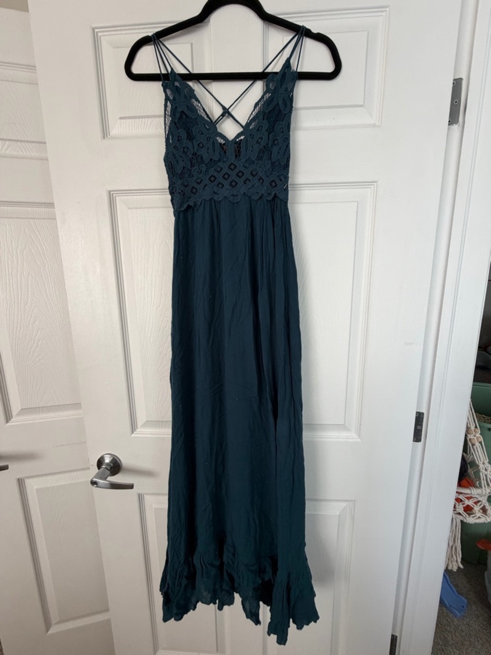 Free People Teal Lace Bodice Maxi Dress